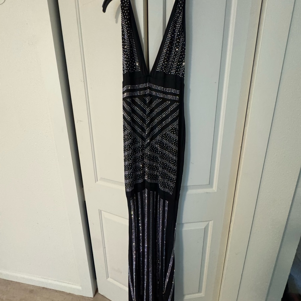 Elegant Black and Silver Evening Dress